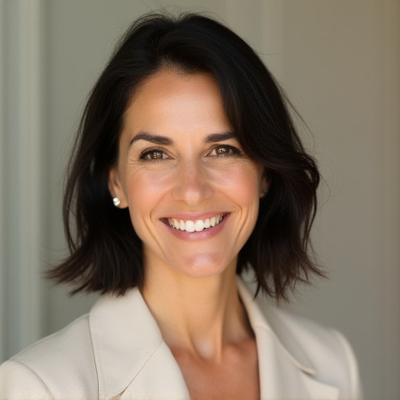 Professional yet warm headshot of Bayleaf Beam founder, Sarah Jensen, smiling gently.